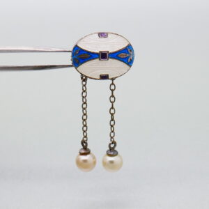 Verkocht! Vroeg 20e eeuwse  broche met email en parels