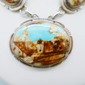 J. Nelson - Navajo - Bijzonder collier met boulder turkoois