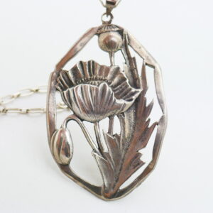 Carel Teulings - art deco zilveren collier met Klaproos